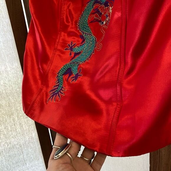 Y2K Jessica McClintock for Gunne Saxe Dragon Year Red Strapless Bustier - Picture 6 of 11